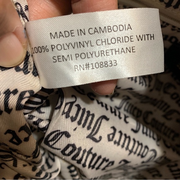 Juicy Couture Gray Black Printed Coated Canvas shoulder purse - Picture 6 of 12